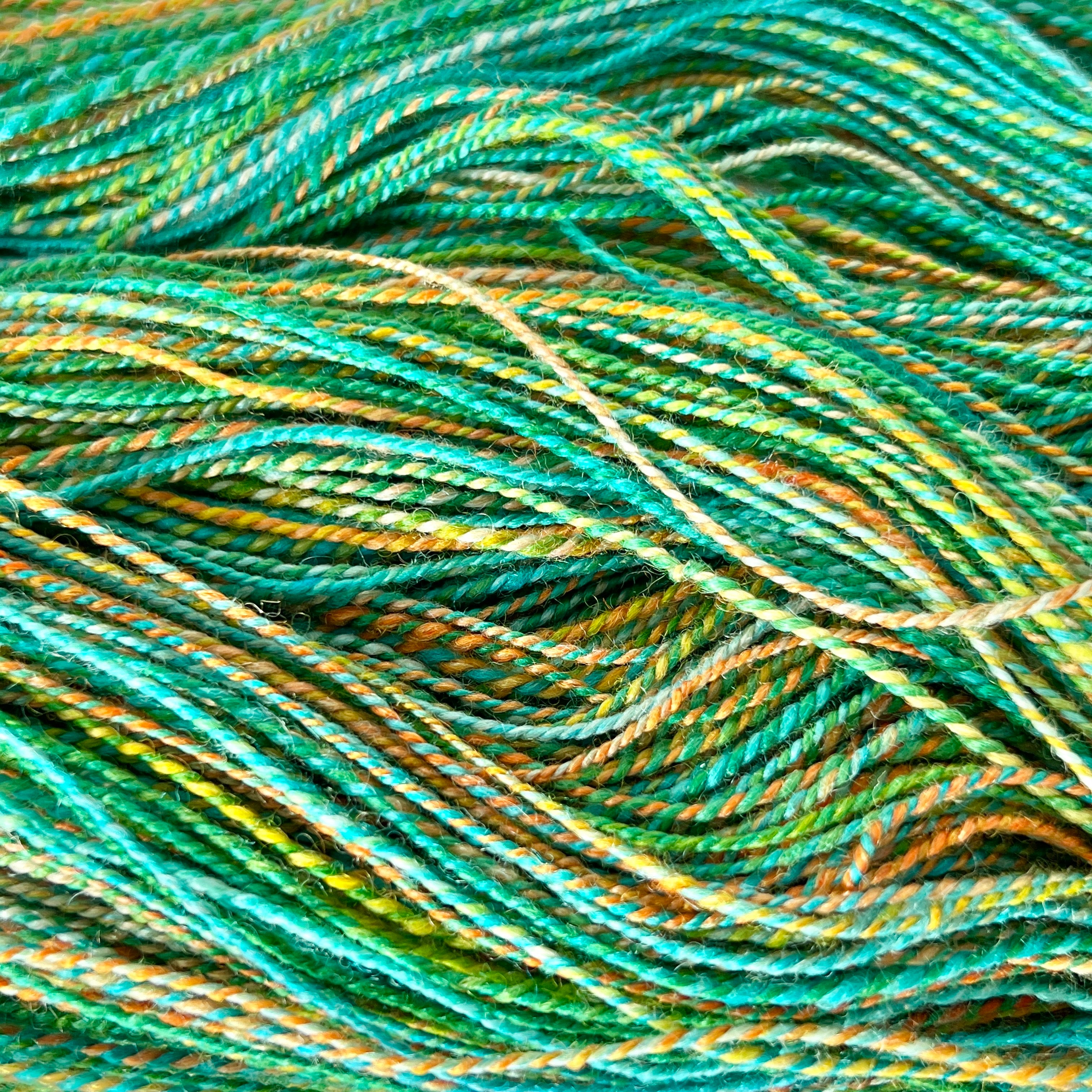 Thermal Lassen - Hand Dyed and Handspun - Blue Faced Leicester and Tussah Silk Blend - 2 ply Yarn - 262 yards