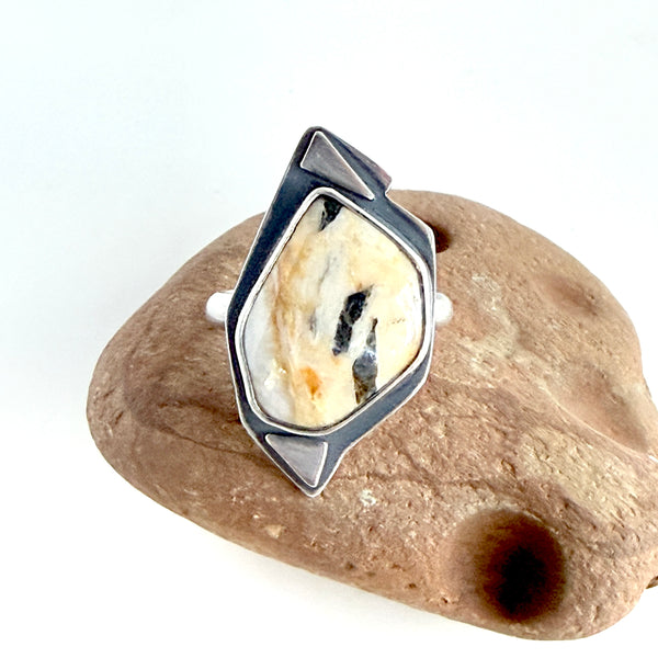 Reserved Listing - Specimen Sterling Ring - Beach Stone Agate - Size 9