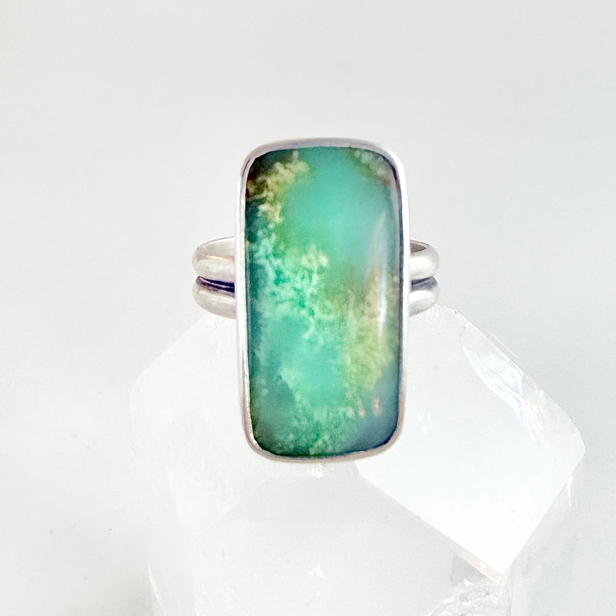Reserved listing - Specimen Ring - Chrysoprase - Sterling Silver - Size 9