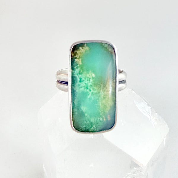 Reserved listing - Specimen Ring - Chrysoprase - Sterling Silver - Size 9