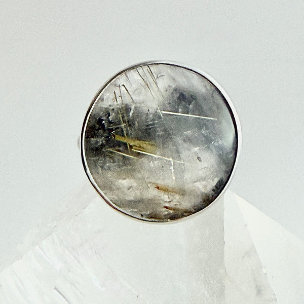 Specimen Ring - Rutilated Quartz - Sterling Silver - Size 8