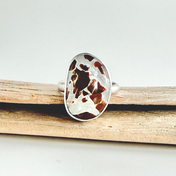 Specimen Ring - Agate Beach Stone - Sterling Silver - Size 8