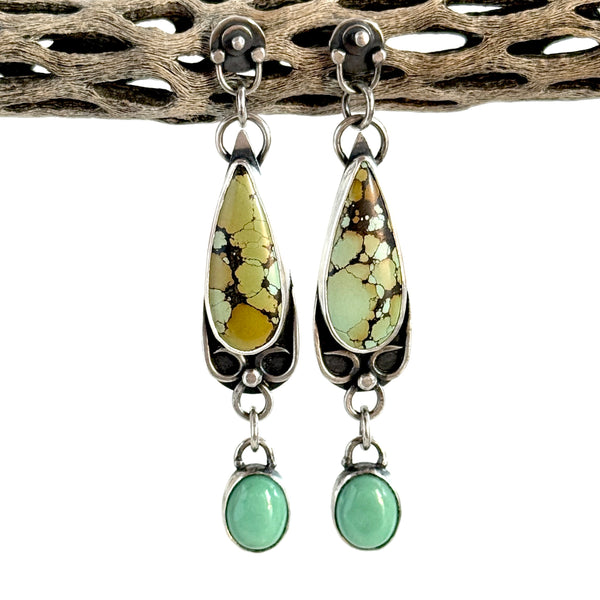 Victorian Era Iron Work Inspired - Sterling - Turquoise - Variscite - Earrings