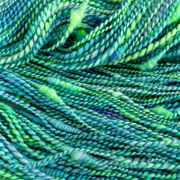 Hydrangeas - Blended Batt - Rambouillet Merino - Bamboo Tussah Silk Blend- Handspun - 2ply - Coils - Yarn - 196 yards
