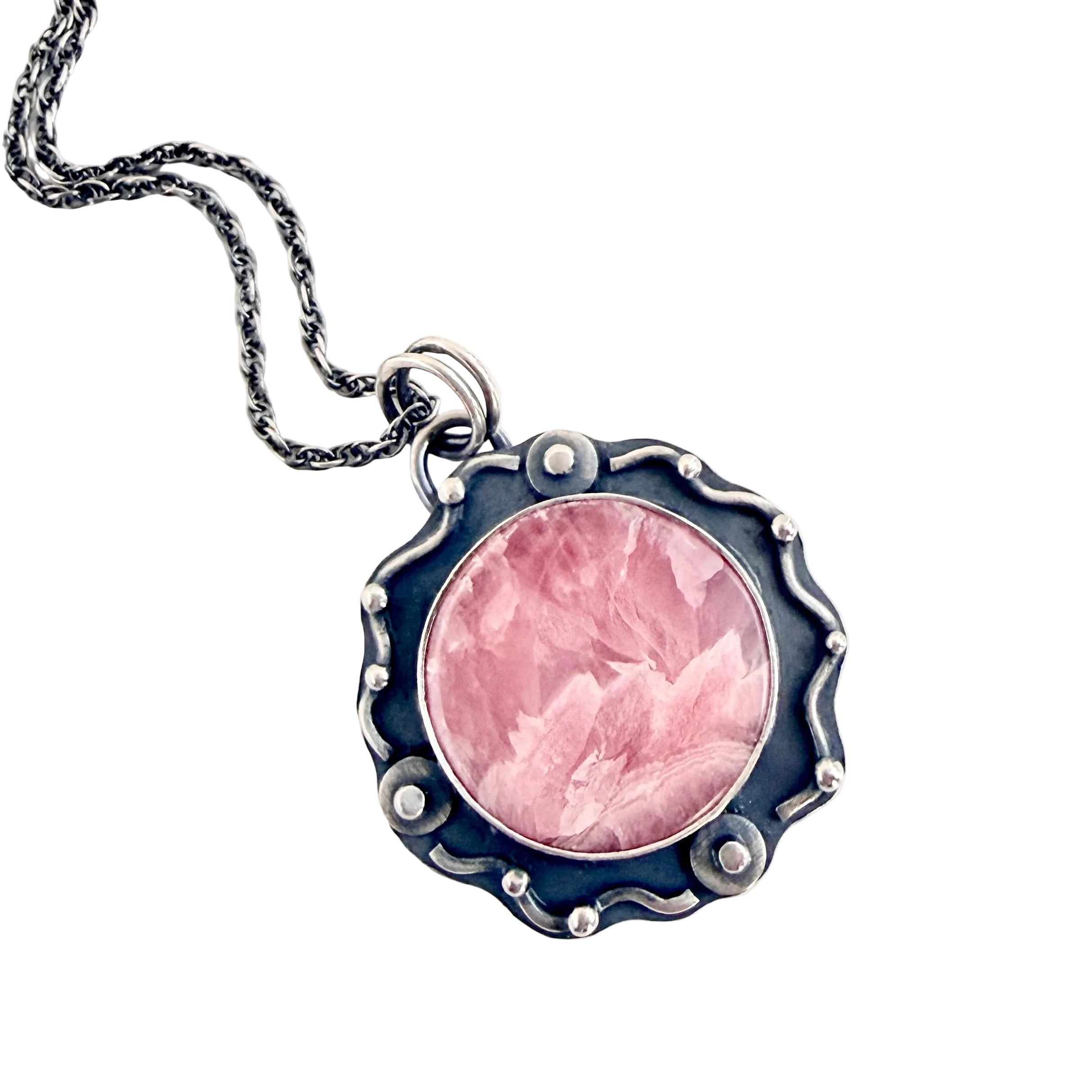 Planetary Series VIII - #2 - Rhodochrosite - Sterling - Cosmic - Pendant - Necklace