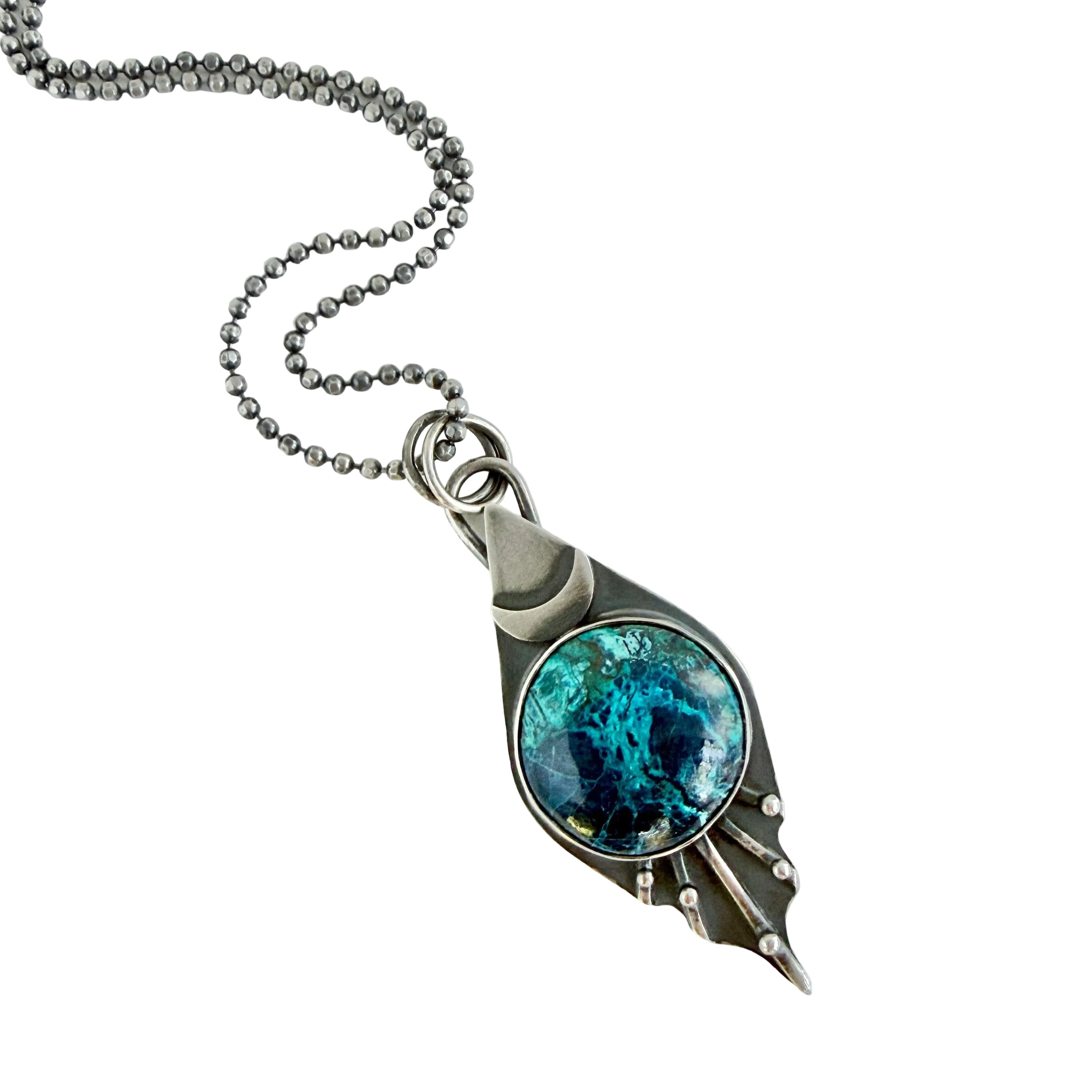 Planetary Series VIII - #4 - Chrysocolla - Sterling - Lunar - Pendant