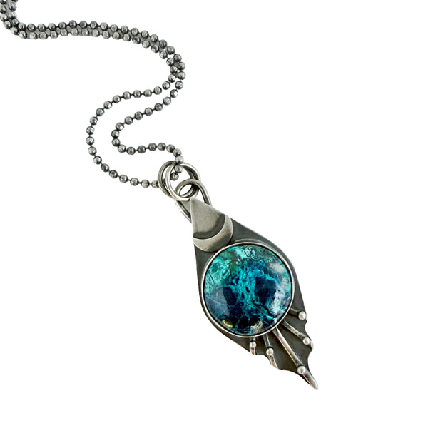Planetary Series VIII - #4 - Chrysocolla - Sterling - Lunar - Pendant