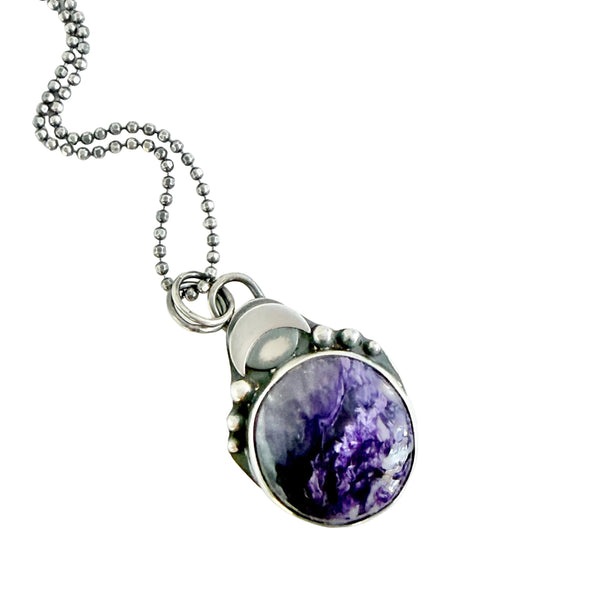 Planetary Series VIII - #5 - Charoite - Sterling - Lunar - Pendant