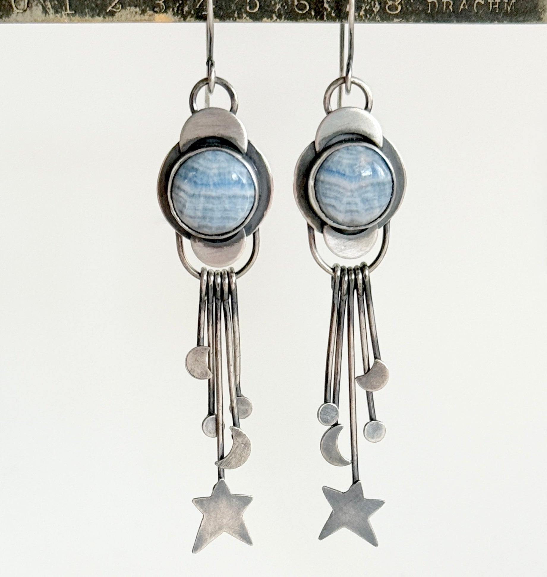 Planetary Series VIII - #7 - Lapis Lace - Sterling - Moon and Star - Earrings