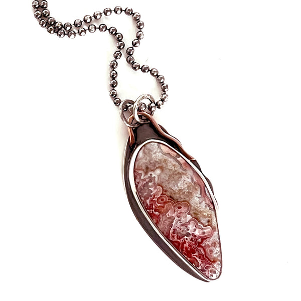 Crazy Lace Agate - Sterling Silver and Copper - Specimen Pendant and Necklace Chain